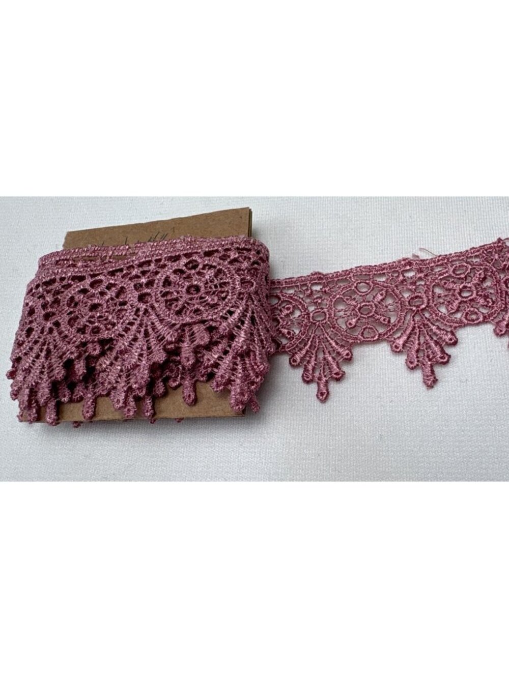 Dusty Rose Lace Trim 1.25" x 1 yard + 4" Scalloped Embroidered Decorative Piece